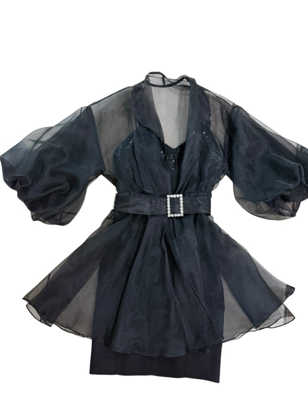 Nili Richards Vintage Women’s Lantern-Sleeve Evening Set black Size 4